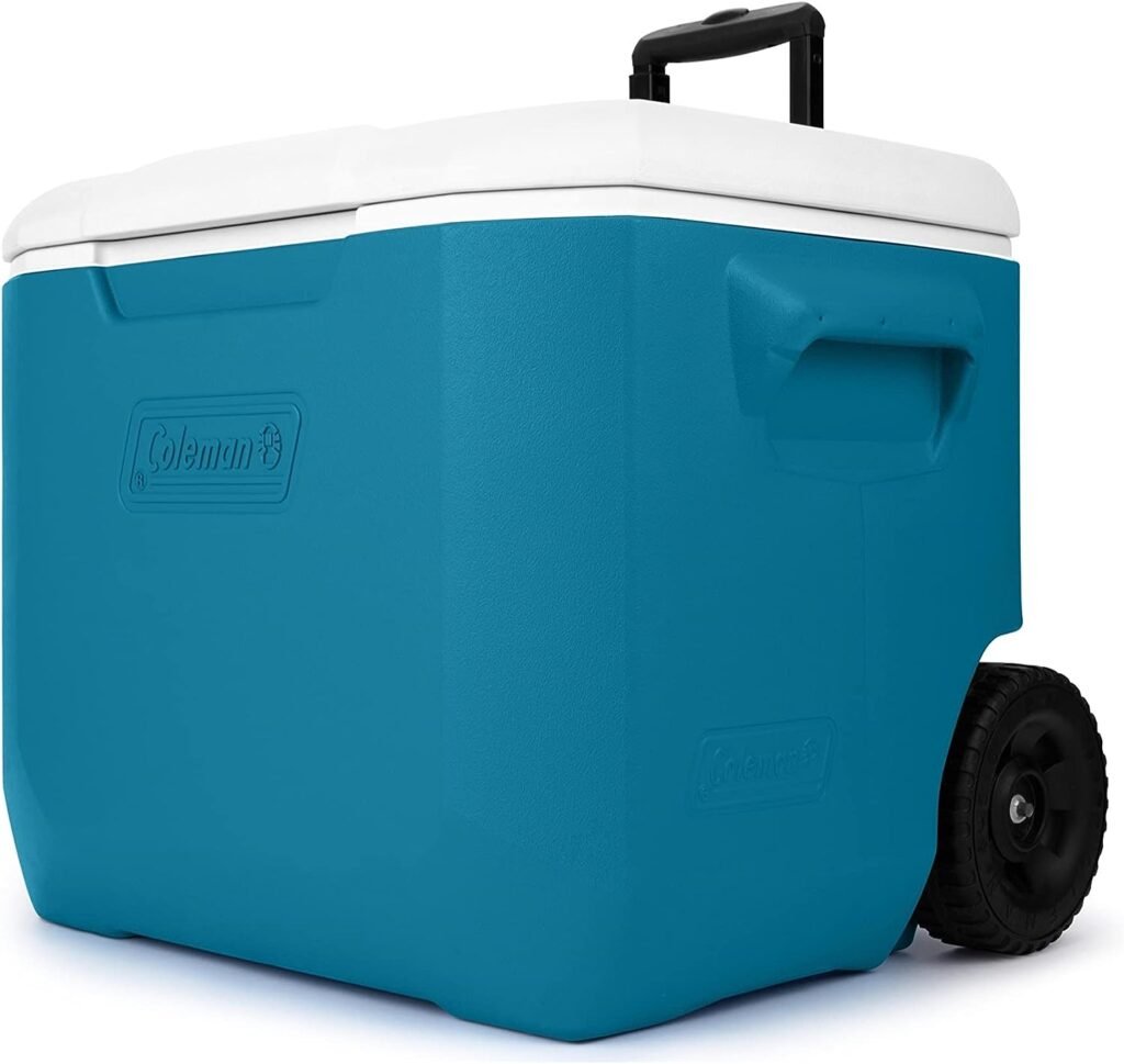 Coleman Chiller Series 60qt Wheeled Insulated Portable Cooler, Ice Retention Hard Cooler with Heavy Duty Wheels and Handle